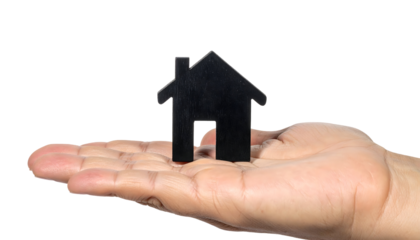PNG Transparent Black House Icon on Open Palm