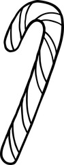 Obraz premium Christmas Candy Cane Cartoon Hand Drawn outline,