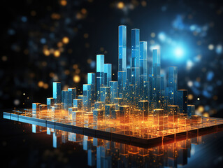 Vibrant 3D Glass Bar Graph Visualization