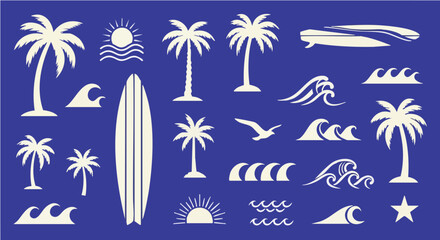 Obraz premium Tropical Beach Elements Vector Illustration.