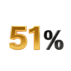 51% gold symbol 3d text illustration