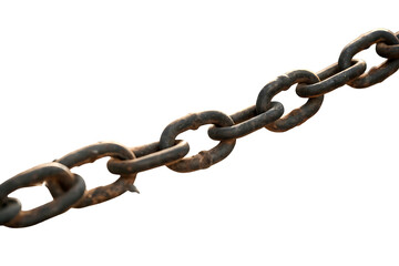 Strong Metal Chain Links in Close Up Isolated Against Black Background Showing Connection and Interlocking for Security and Durability