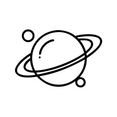 Planet with ring and satellites for astronomy