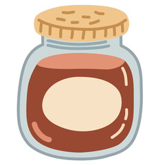 Jam Jar in Flat Cute Style for Breakfast Illustration