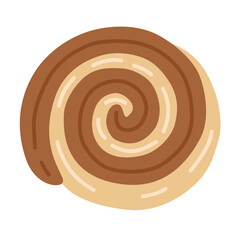 Cinnamon Roll in Flat Cute Style for Bakery and Dessert Design