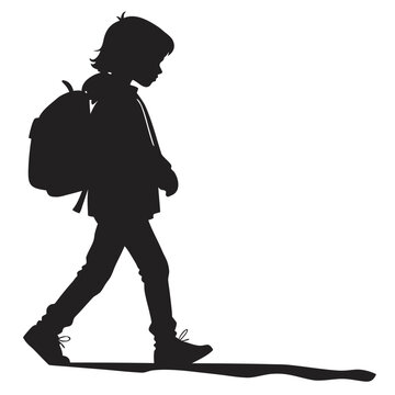 Child with backpack silhouette