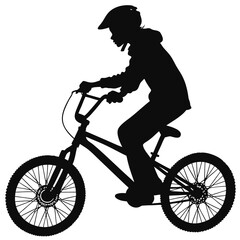 Fototapeta premium Teenager riding bike silhouette