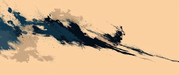 Fototapeta premium Generative AI, High Contrast Minimalist Brush Stroke Texture with Dynamic Empty Space