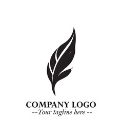 Fototapeta premium Feather Logo Symbol in Black on the White Background Minimalist Elegant Vector Illustration