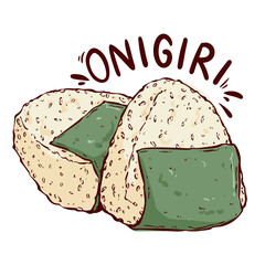 Hand-Drawn Illustration of Japanese Onigiri with Seaweed
