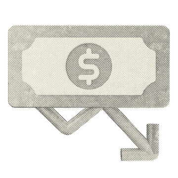 3d money dollar decrease halftone style