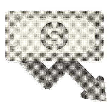 3d money dollar decrease halftone style