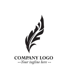Obraz premium Feather Logo Symbol in Black on the White Background Minimalist Elegant Vector Illustration
