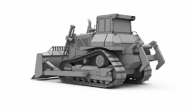 Heavy tracked vehicle with large front blade and rear ripper teeth