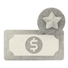 3d money dollar chat star halftone style