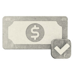 3d money dollar verification check halftone style