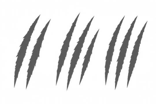 Clawing scratch marks tearing through surface, showing ripping damage with transparent background
