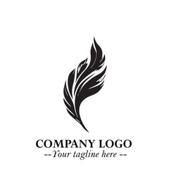 Fototapeta premium Feather Logo Symbol in Black on the White Background Minimalist Elegant Vector Illustration