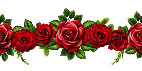 Naklejka premium Exquisite Red Roses Border on Black Background Floral Design for Valentines Day and Romantic Occasions