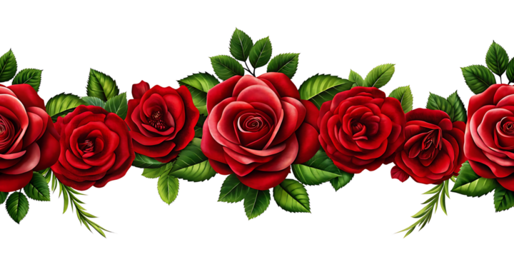 Exquisite Red Roses Border on Black Background Floral Design for Valentines Day and Romantic Occasions
