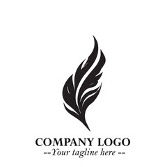 Feather Logo Symbol in Black on the White Background Minimalist Elegant Vector Illustration