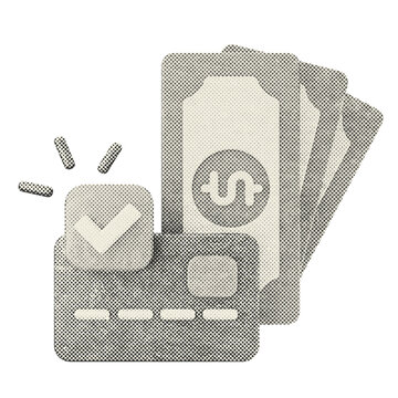 3d money dollar credit card payment halftone style
