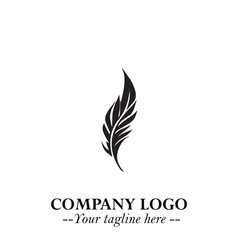 Feather Logo Symbol in Black on the White Background Minimalist Elegant Vector Illustration