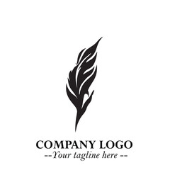 Feather Logo Symbol in Black on the White Background Minimalist Elegant Vector Illustration