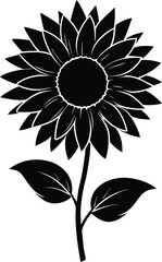  yellow sunflower with realistic petals and stem o.eps