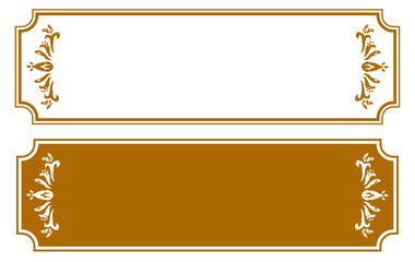 手描きの装飾。アジア風のタイトルフレームセット。横長の飾り枠。