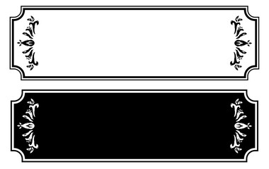 手描きの装飾。アジア風のタイトルフレームセット。横長の飾り枠。