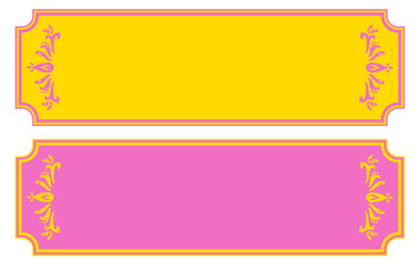 手描きの装飾。アジア風のタイトルフレームセット。横長の飾り枠。