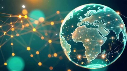 A glowing globe with connecting lines, surrounded by bokeh, suggesting interconnectedness and global reach - Powered by Adobe