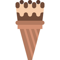 A Delicious Ice Cream Cone With Two Flavors Chocolate And Vanilla Toppings Isolated On White Background With Transparent Background