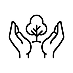 Obraz premium Hands gently cradling a young tree, symbolizing growth