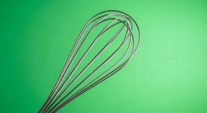 A Metal Whisk on a Green Background. - Powered by Adobe