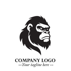 Head of Monkey Logo Symbol in Black on the White Background Minimalist Vector Illustration
