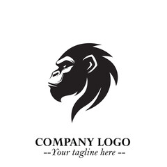 Head of Monkey Logo Symbol in Black on the White Background Minimalist Vector Illustration
