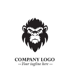 Head of Monkey Logo Symbol in Black on the White Background Minimalist Vector Illustration
