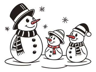 Snowman Family – Winter Fun Illustration