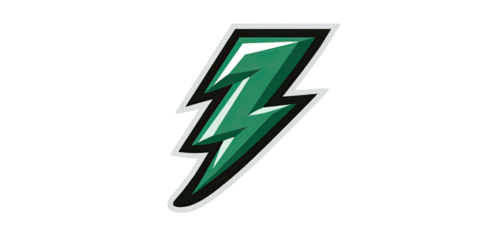 Green lightning bolt icon with a white and dark outline