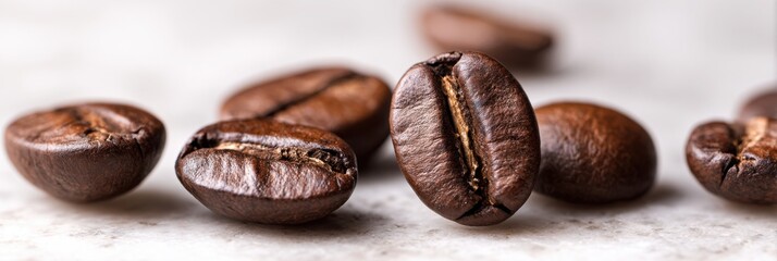 Fototapeta premium High-Quality Close-Up of Roasted Coffee Beans Authentic Artisanal Food Content for Millennial Marketing and Social Media Campaigns