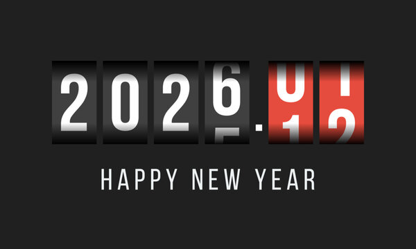 2026 happy new year, odometer styled greetings card