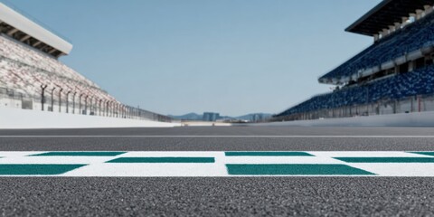 Professional Urban Racetrack Starting Grid with Empty Grandstands Modern High-Quality Sports Event Content for Automotive Marketing Campaigns