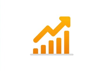 Arrow rising upward in zig-zag pattern, vector-style flat icon on white background, symbolizing market growth