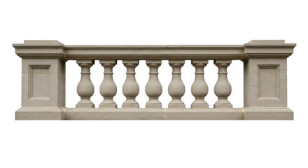 Architectural stone balustrade against black backdrop
