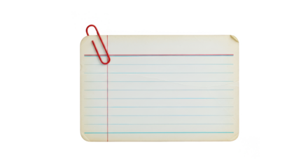 Blank lined card secured by clip