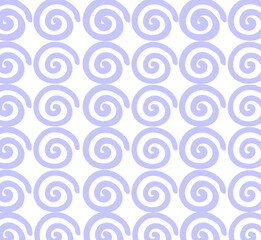 Simple seamless pattern of hand-drawn light purple spirals in a grid formation, a whimsical and abstract background illustration  (pattern 30)