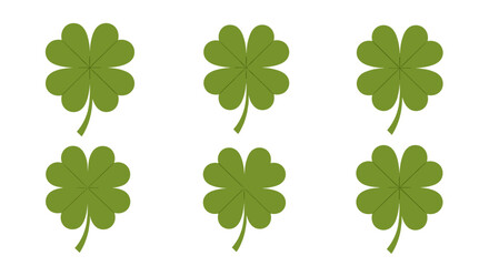 A collection of green shamrocks symbolizing good luck and fortune.