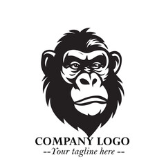 Head of Monkey Logo Symbol in Black on the White Background Minimalist Vector Illustration